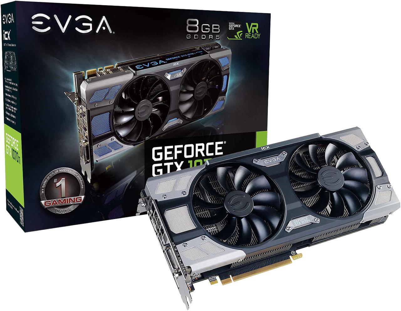 Alt view image 6 of 7 - EVGA GeForce GTX 1070 Ti FTW2 GAMING 08G-P4-6775-KR, 8GB GDDR5 iCX - 9 Thermal Sensors & RGB LED G/P/M