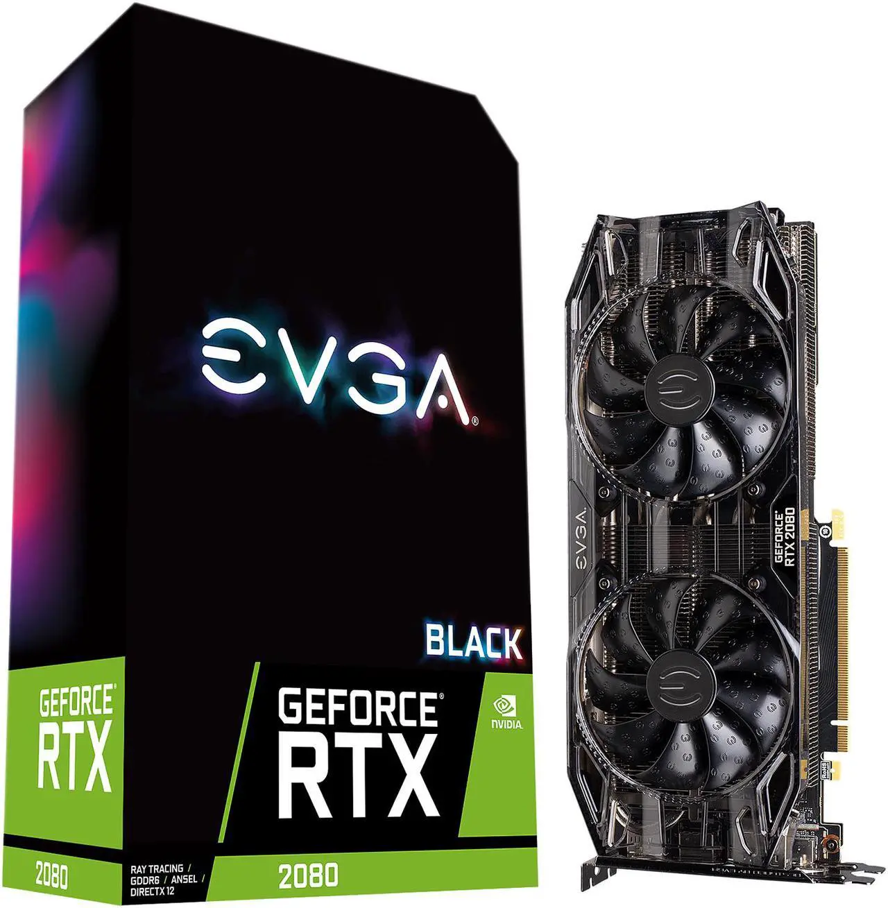 Alt view image 6 of 8 - EVGA GeForce RTX 2080 BLACK EDITION GAMING, 08G-P4-2081-KR, 8GB GDDR6, Dual HDB Fans & RGB LED