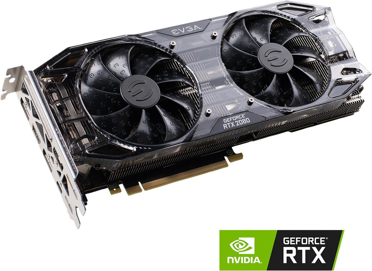 Main image of EVGA GeForce RTX 2080 BLACK EDITION GAMING, 08G-P4-2081-KR, 8GB GDDR6, Dual HDB Fans & RGB LED