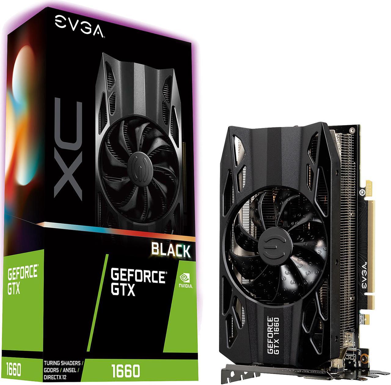 Main image of EVGA GeForce GTX 1660 XC Black GAMING, 06G-P4-1161-KR, 6GB GDDR5, HDB Fan