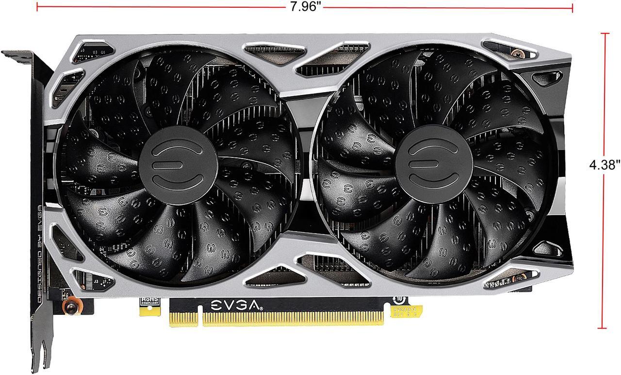 Alt view image 2 of 8 - EVGA GeForce RTX 2060 KO ULTRA GAMING Video Card, 06G-P4-2068-KR, 6GB GDDR6, Dual Fans, Metal Backplate