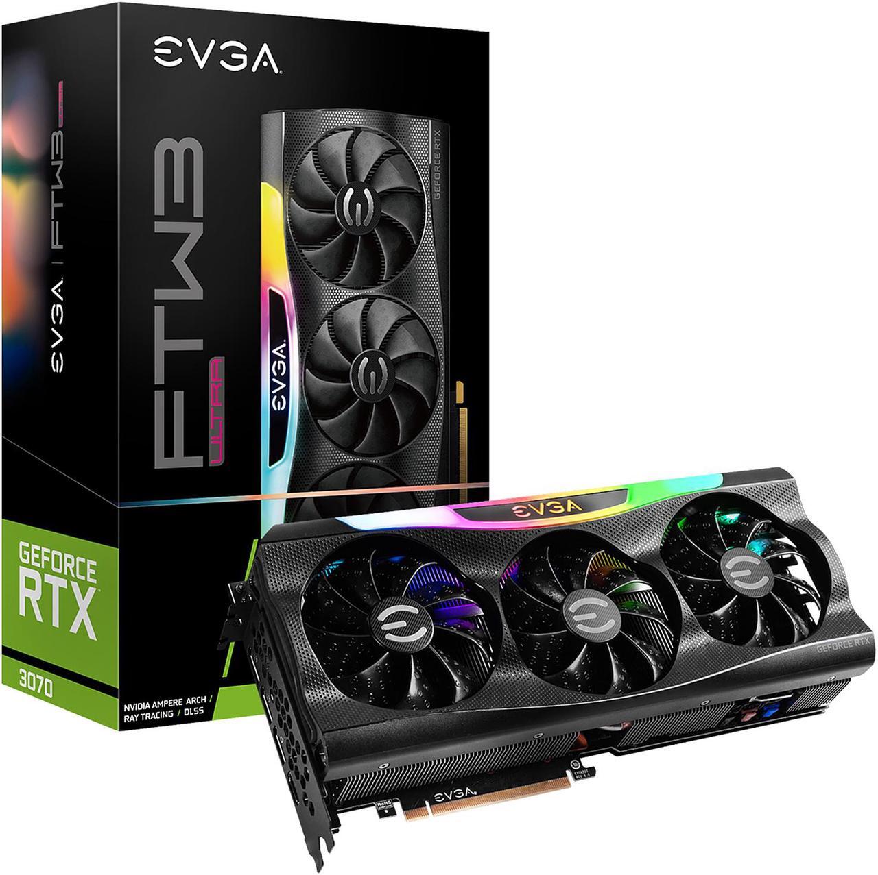 Alt view image 7 of 7 - EVGA GeForce RTX 3070 FTW3 ULTRA GAMING Video Card, 08G-P5-3767-KR, 8GB GDDR6, iCX3 Technology, ARGB LED, Metal Backplate