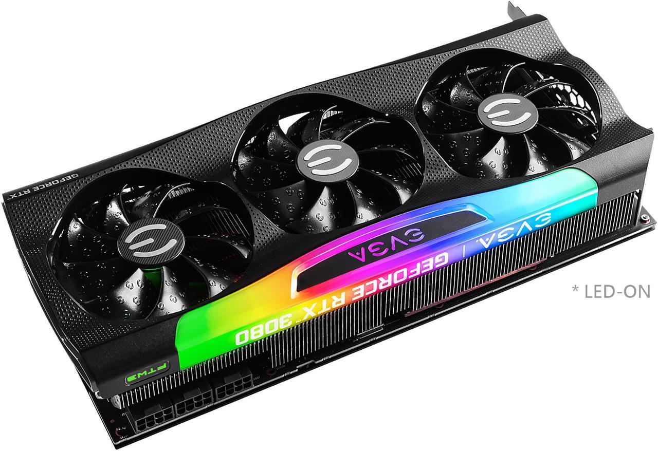 Alt view image 8 of 13 - EVGA GeForce RTX 3080 FTW3 ULTRA GAMING Video Card, 10G-P5-3897-KL, 10GB GDDR6X, iCX3 Technology, ARGB LED, Metal Backplate, LHR
