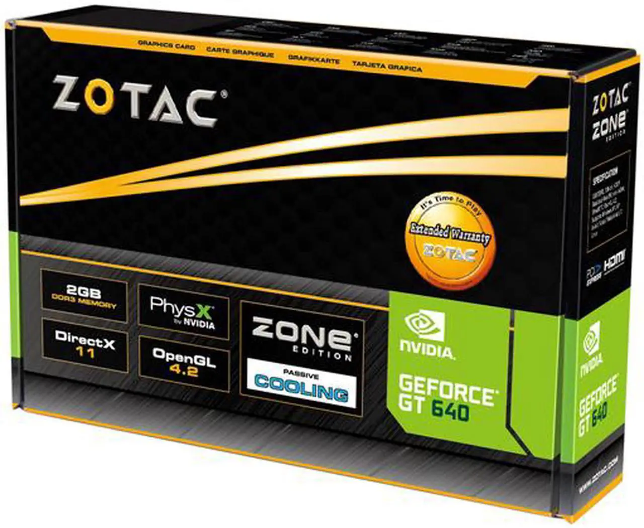 Alt view image 9 of 9 - Zotac ZT-60207-20L GeForce GT 640 Graphic Card - 900 MHz Core - 2 GB GDDR3 SDRAM - PCI Express 3.0 x16