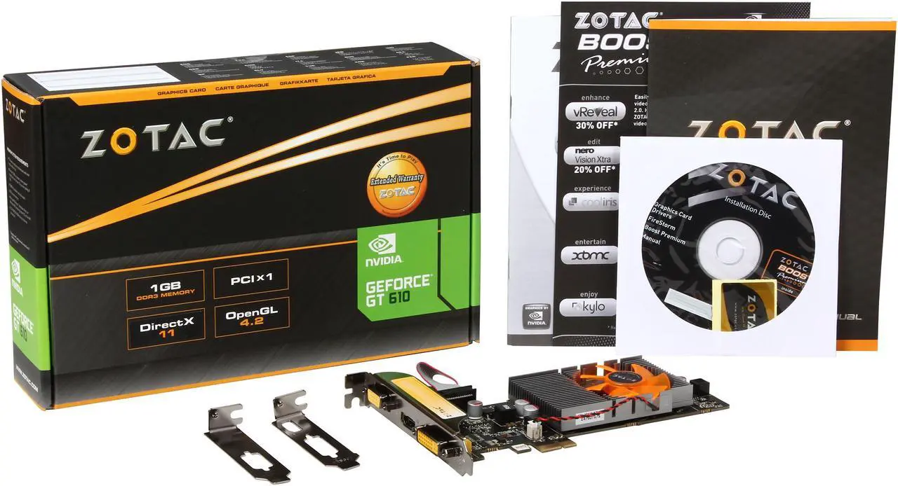 Alt view image 5 of 5 - Zotac ZT-60607-10L GeForce GT 610 Graphic Card - 810 MHz Core - 1 GB DDR3 SDRAM - PCI Express 3.0