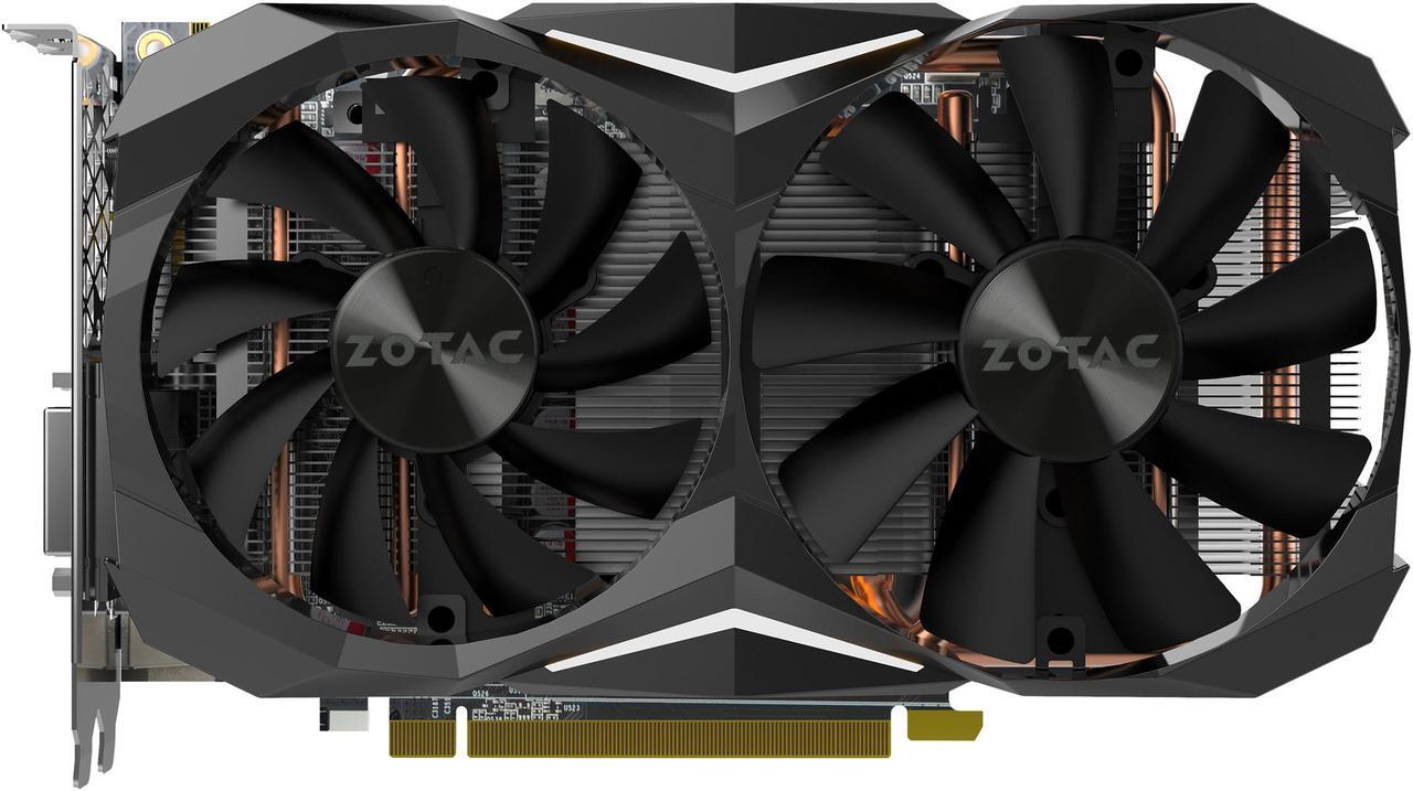Alt view image 3 of 8 - ZOTAC GeForce GTX 1080 Mini, ZT-P10800H-10P, 8GB GDDR5X IceStorm Cooling, Dual Fans, 90mm Pressure Optimized Fan, 100mm Maximum Airflow Optimized Fan, Direct GPU Copper Block Contact, Metal Back Plate, White LED Lit, Super Compact