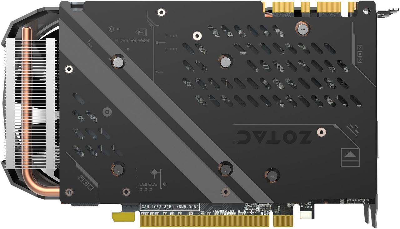 Alt view image 4 of 8 - ZOTAC GeForce GTX 1080 Mini, ZT-P10800H-10P, 8GB GDDR5X IceStorm Cooling, Dual Fans, 90mm Pressure Optimized Fan, 100mm Maximum Airflow Optimized Fan, Direct GPU Copper Block Contact, Metal Back Plate, White LED Lit, Super Compact