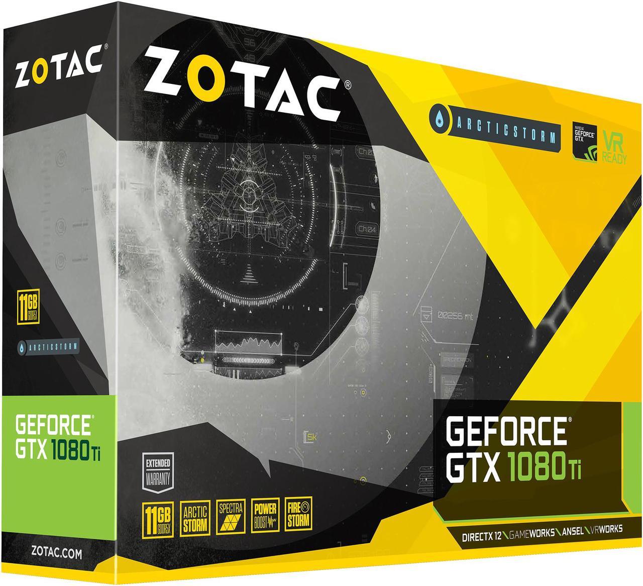Alt view image 8 of 8 - ZOTAC GeForce GTX 1080 Ti ArcticStorm 11GB GDDR5X 352-bit PCIE 3.0 Gaming Graphics Card VR Ready 16+2 Power Phase Spectra Lighting Metal Wraparound Backplate ZT-P10810E-30P