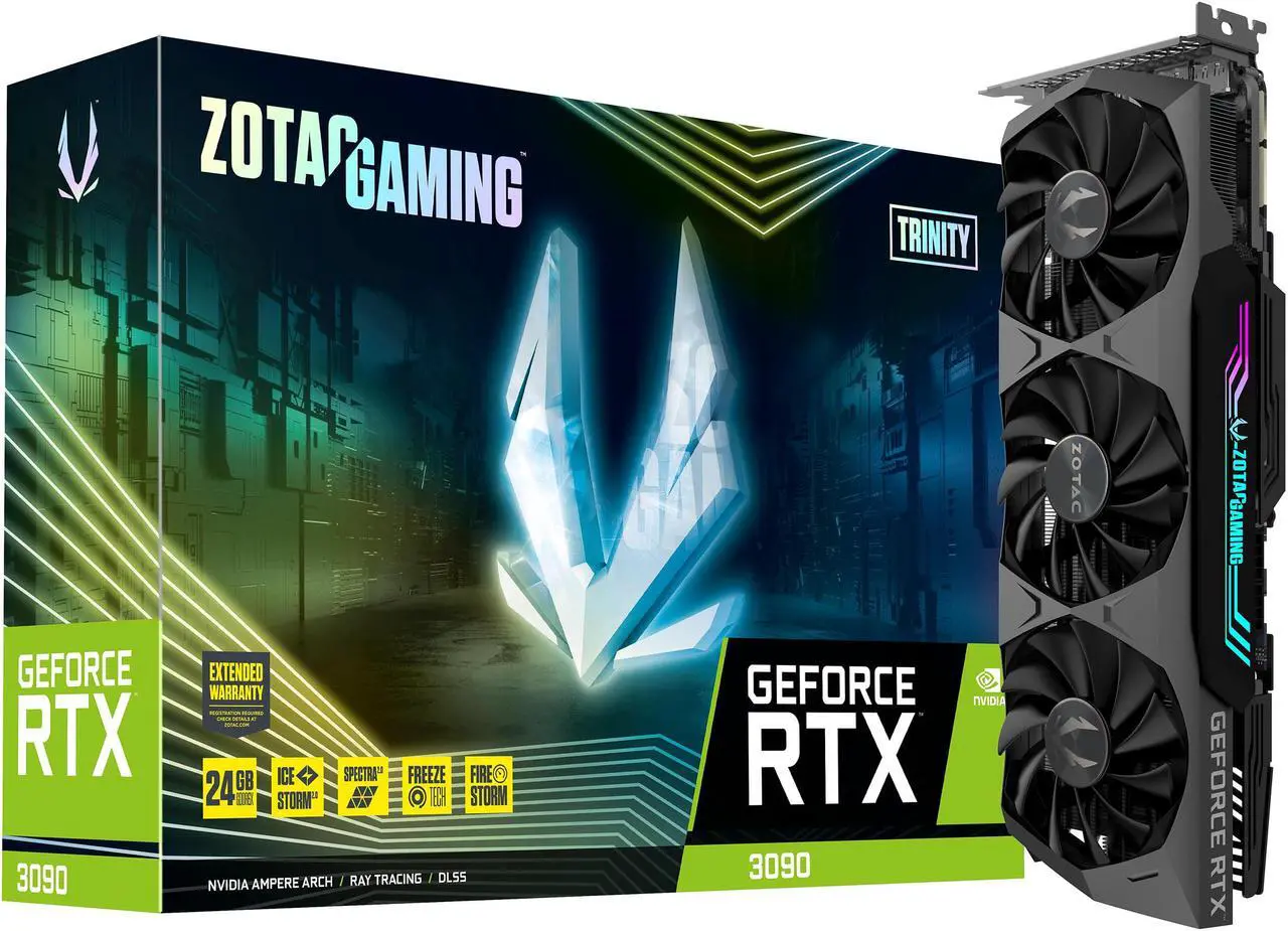 Alt view image 9 of 10 - ZOTAC GAMING GeForce RTX 3090 Trinity 24GB GDDR6X 384-bit 19.5 Gbps PCIE 4.0 Gaming Graphics Card, IceStorm 2.0 Advanced Cooling, SPECTRA 2.0 RGB Lighting, ZT-A30900D-10P
