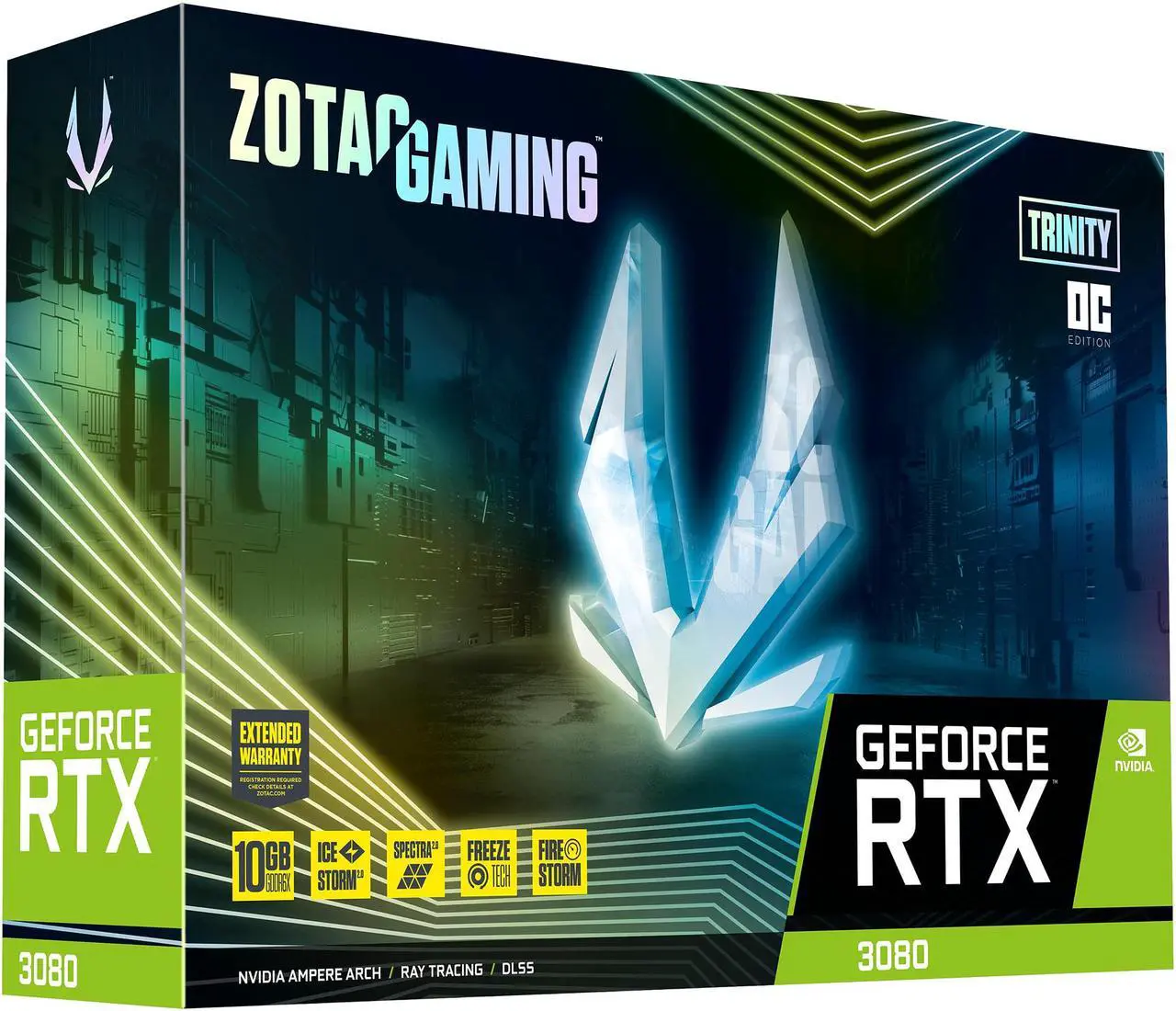 Alt view image 10 of 10 - ZOTAC TRINITY OC LHR GeForce RTX 3080 10GB GDDR6X PCI Express 4.0 Graphics Card ZT-A30800J-10PLHR