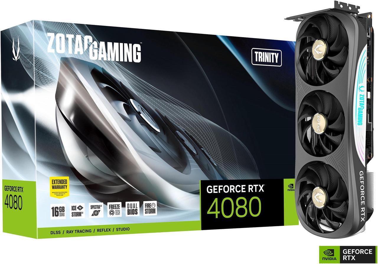 Alt view image 9 of 9 - ZOTAC GAMING GeForce RTX 4080 16GB Trinity DLSS 3 16GB GDDR6X 256-bit 22.4 Gbps PCIE 4.0 Gaming Graphics Card, IceStorm 2.0 Advanced Cooling, SPECTRA 2.0 RGB Lighting, ZT-D40810D-10P