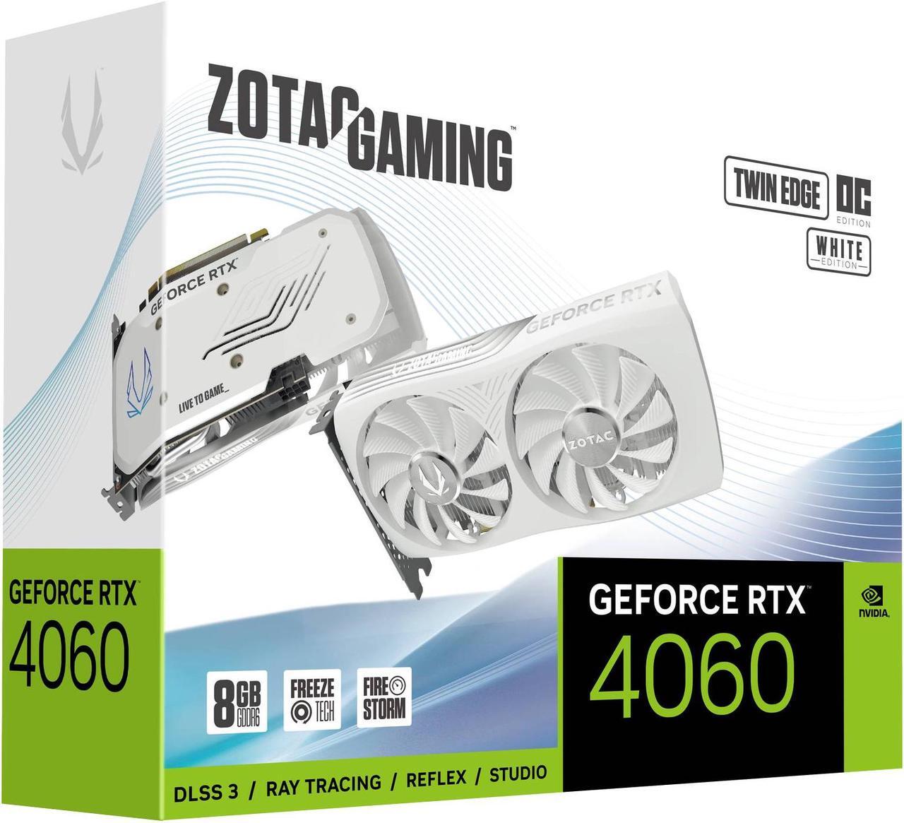 Alt view image 9 of 9 - ZOTAC GAMING GeForce RTX 4060 8GB Twin Edge OC White Edition DLSS 3 8GB GDDR6 128-bit 17 Gbps PCIE 4.0 Compact Gaming Graphics Card, ZT-D40600Q-10M
