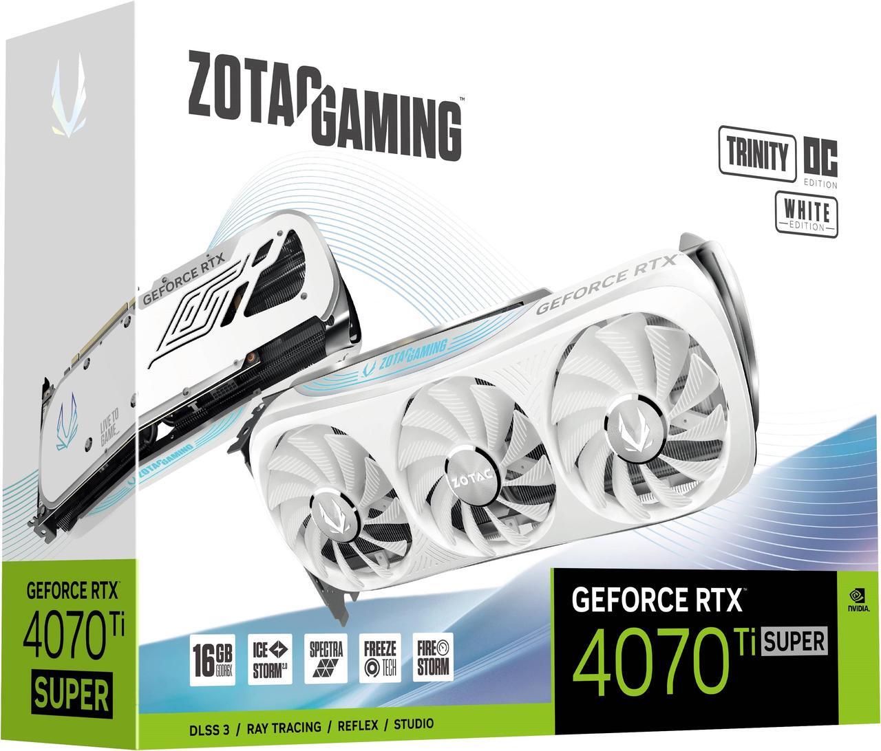 Alt view image 8 of 9 - ZOTAC GAMING GeForce RTX 4070 Ti SUPER Trinity OC White Edition DLSS 3 16GB GDDR6X 256-bit 21 Gbps PCIE 4.0 Gaming Graphics Card, IceStorm 2.0 Advanced Cooling, SPECTRA RGB Lighting, ZT-D40730Q-10P