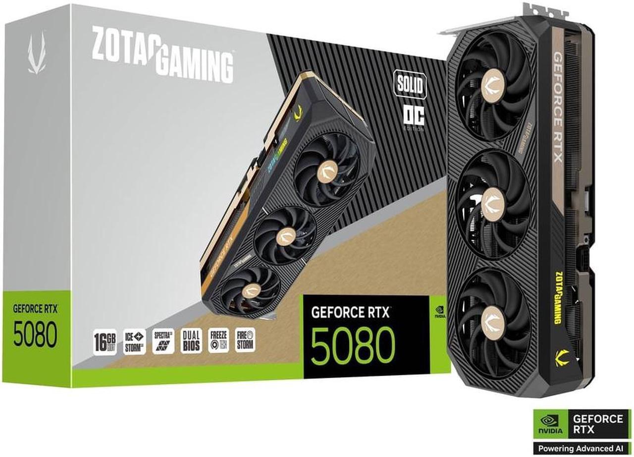 Alt view image 2 of 7 - ZOTAC GAMING GEFORCE RTX 5080 SOLID OC 256-Bit 16GB GDDR7 PCI Express 5.0 DLSS 4.0 Graphics Card ZT-B50800J-10P