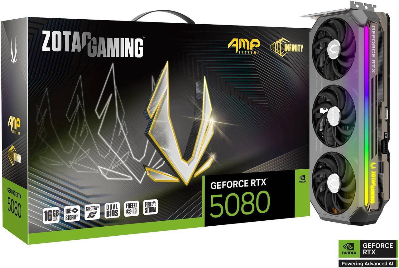 Alt view image 2 of 8 - ZOTAC AMP Extreme Infinity GeForce RTX 5080 16GB 256-Bit GDDR7 PCI-Express 5.0 DLSS 4.0 Graphics Card ZT-B50800B-10P
