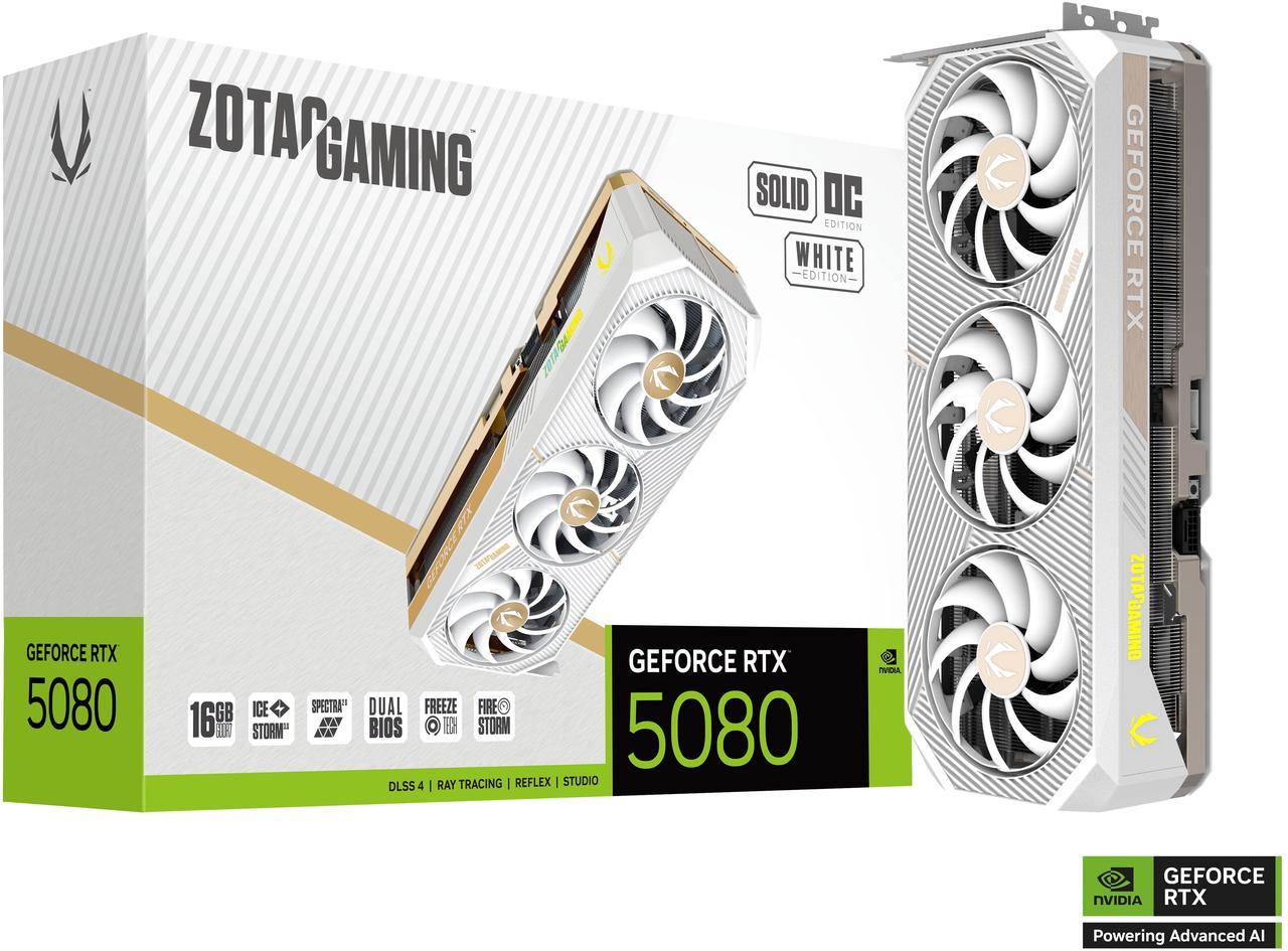 Alt view image 6 of 8 - ZOTAC SOLID OC White Edition GeForce RTX 5080 16GB 256-Bit GDDR7 PCI-Express 5.0 DLSS 4.0 Graphics Card ZOTAC GAMING GeForce SOLID OC White Edition ZT-B50800Q-10P