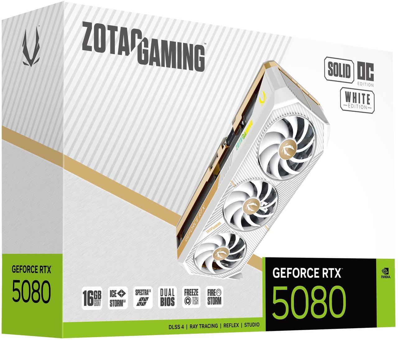 Alt view image 8 of 8 - ZOTAC SOLID OC White Edition GeForce RTX 5080 16GB 256-Bit GDDR7 PCI-Express 5.0 DLSS 4.0 Graphics Card ZOTAC GAMING GeForce SOLID OC White Edition ZT-B50800Q-10P