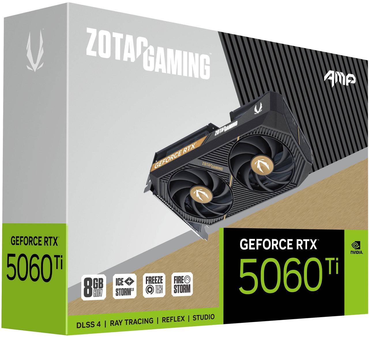 Alt view image 8 of 8 - ZOTAC AMP GeForce RTX 5060 Ti 8GB 128-Bit GDDR7 DLSS 4.0 PCI Express 5.0 x8 Graphics Card ZT-B50610F-10M