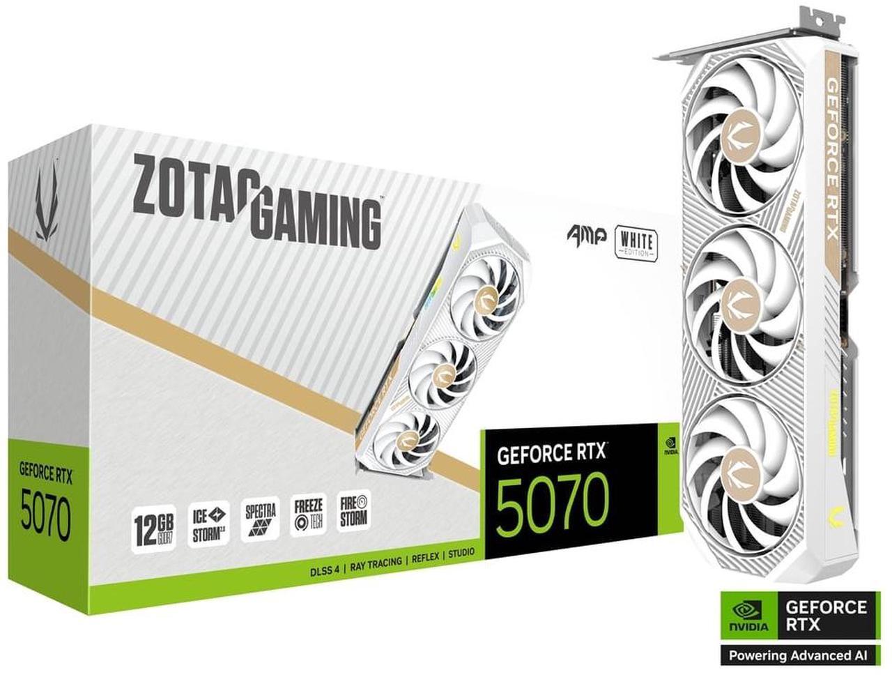 Alt view image 7 of 8 - ZOTAC AMP GeForce RTX 5070 12GB 192-Bit GDDR7 PCI Express 5.0 x16 Graphics Card RTX 5070 AMP White Edition ZT-B50700FQ-10P