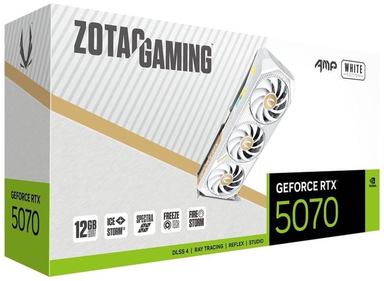 Alt view image 8 of 8 - ZOTAC AMP GeForce RTX 5070 12GB 192-Bit GDDR7 PCI Express 5.0 x16 Graphics Card RTX 5070 AMP White Edition ZT-B50700FQ-10P