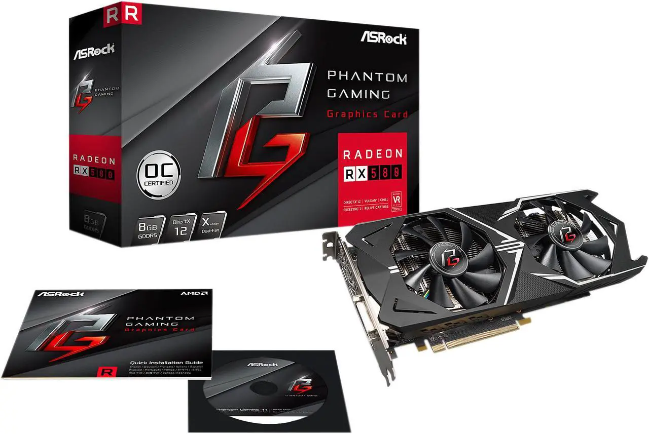 Alt view image 6 of 8 - ASRock Phantom Gaming X Radeon RX 580 8GB GDDR5 PCI Express 3.0 x16 Graphics Card RX580 8G OC