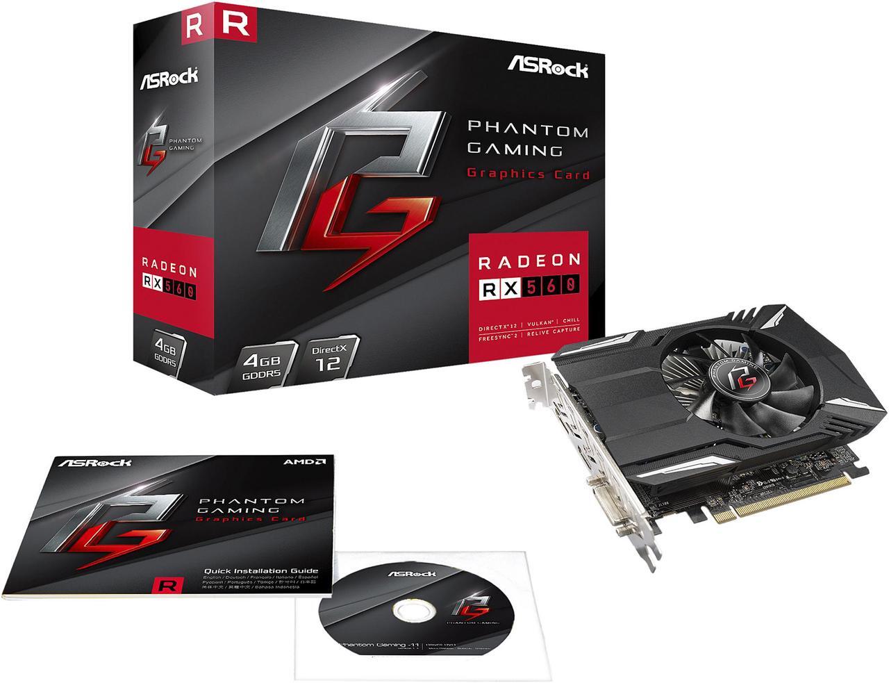 Alt view image 6 of 8 - ASRock Phantom Gaming Radeon RX 560 4GB GDDR5 PCI Express 3.0 x16 (Uses x8) Graphics Card RX560 4G