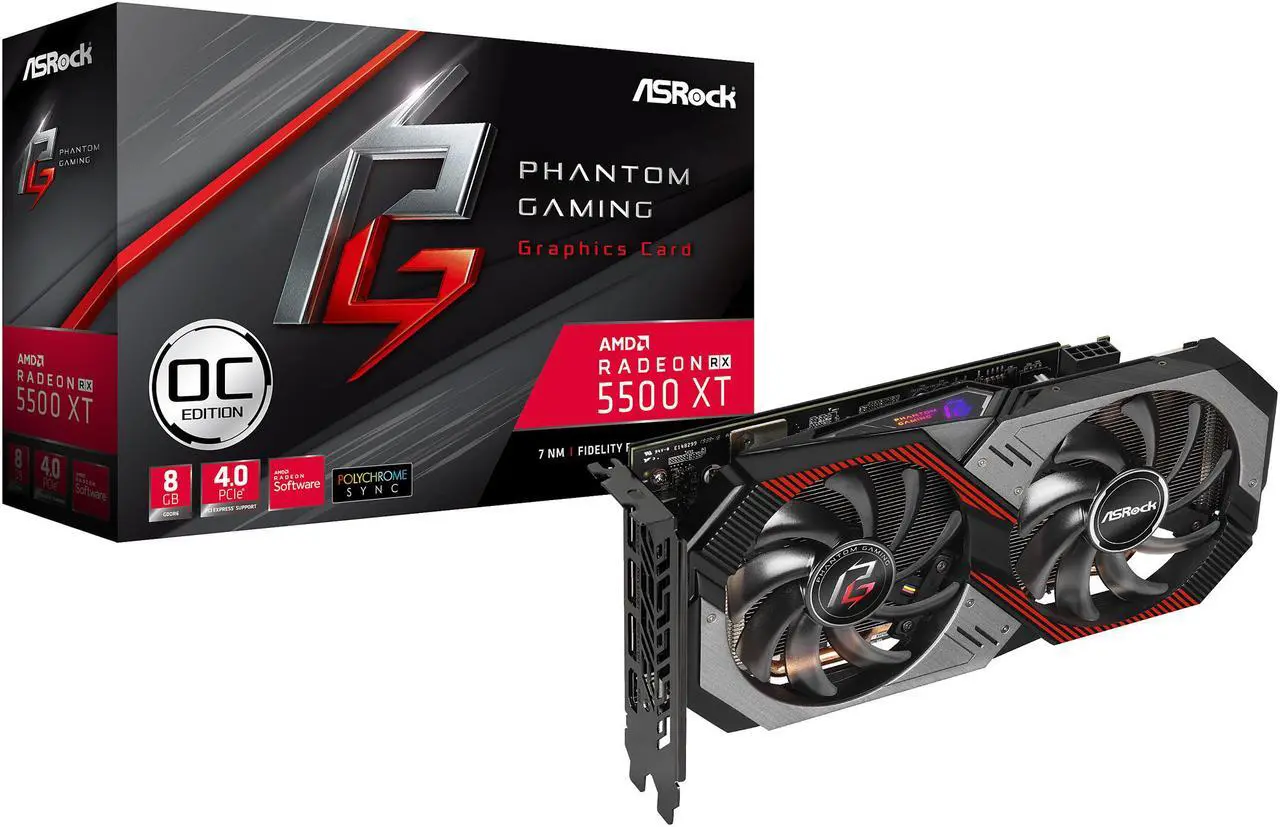 Alt view image 8 of 8 - ASRock Phantom Gaming D Radeon RX 5500 XT 8G OC Video Card, RX5500XT PGD 8GO