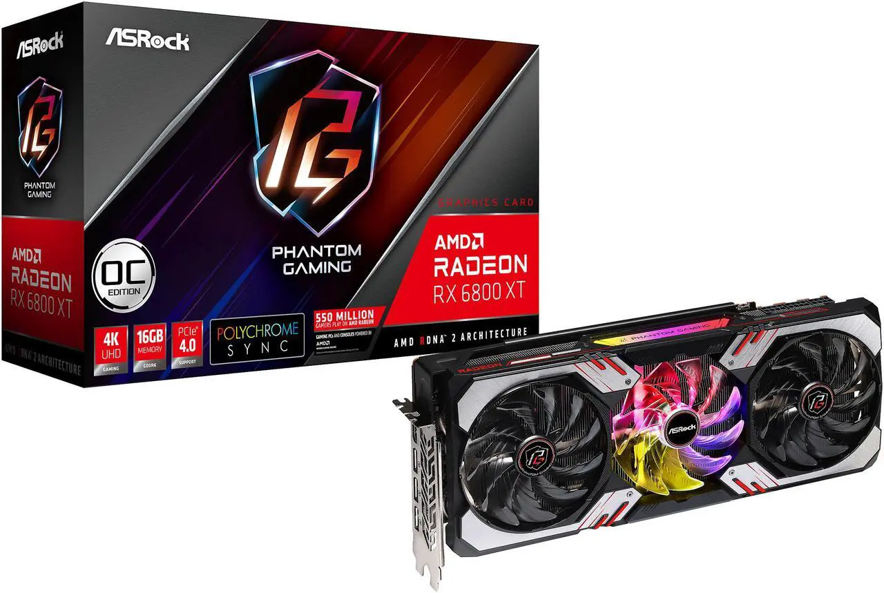 Alt view image 12 of 12 - ASRock Radeon RX 6800 XT Phantom Gaming Graphics Card with 16GB GDDR6, AMD RDNA 2 (RX6800XT PGD 16GO)