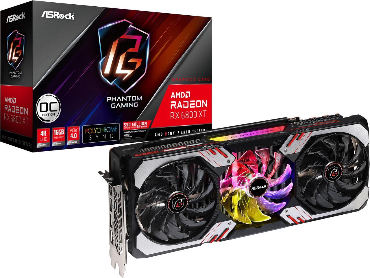 Alt view image 6 of 6 - ASRock Phantom Gaming Radeon RX 6800 XT 16GB GDDR6 PCI Express 4.0 Graphics Card RX6800XT PG 16GO