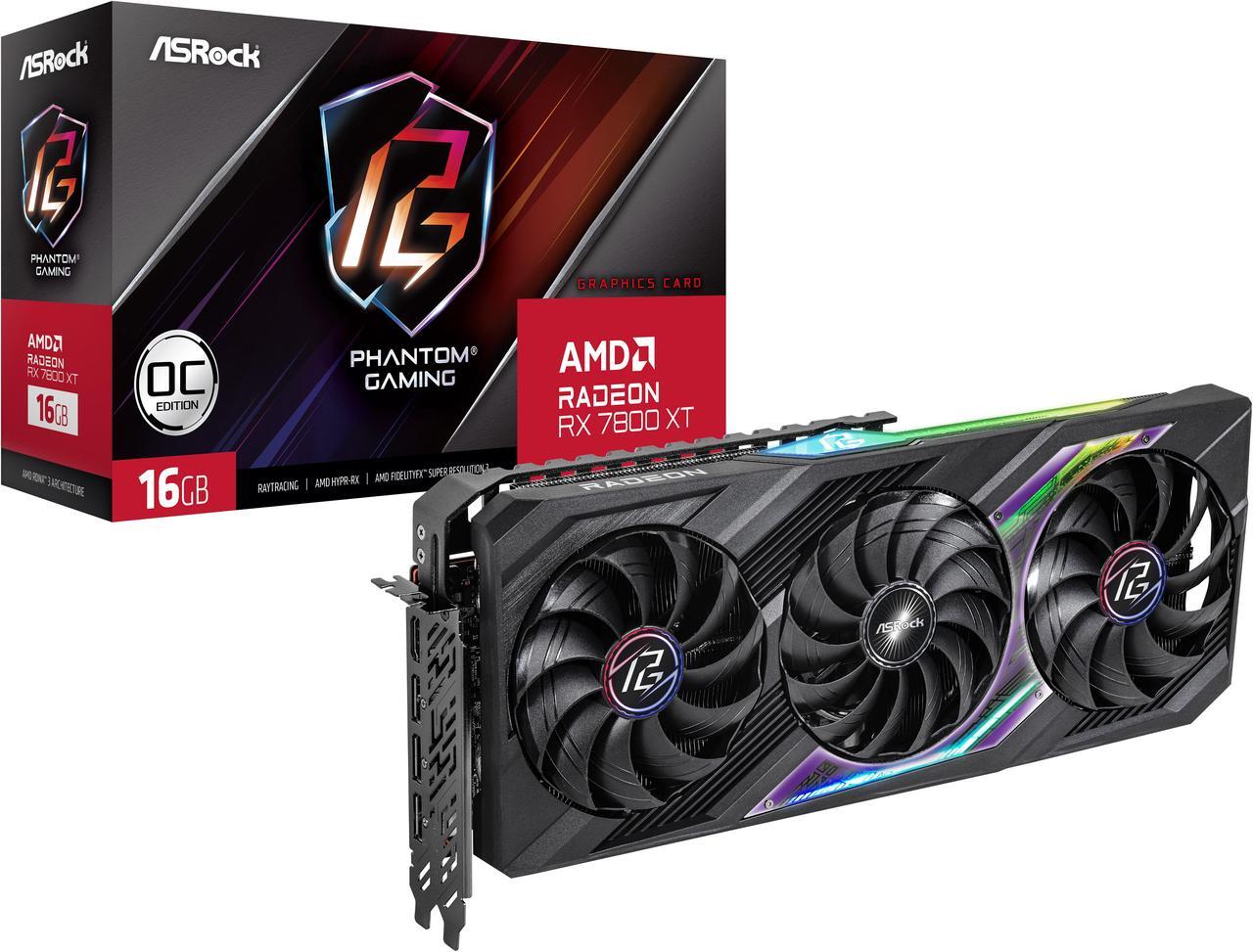 Alt view image 10 of 10 - ASRock Phantom Gaming Radeon RX 7800 XT 16GB GDDR6 PCI Express 4.0 x16 ATX Graphics Card RX7800XT PG 16GO