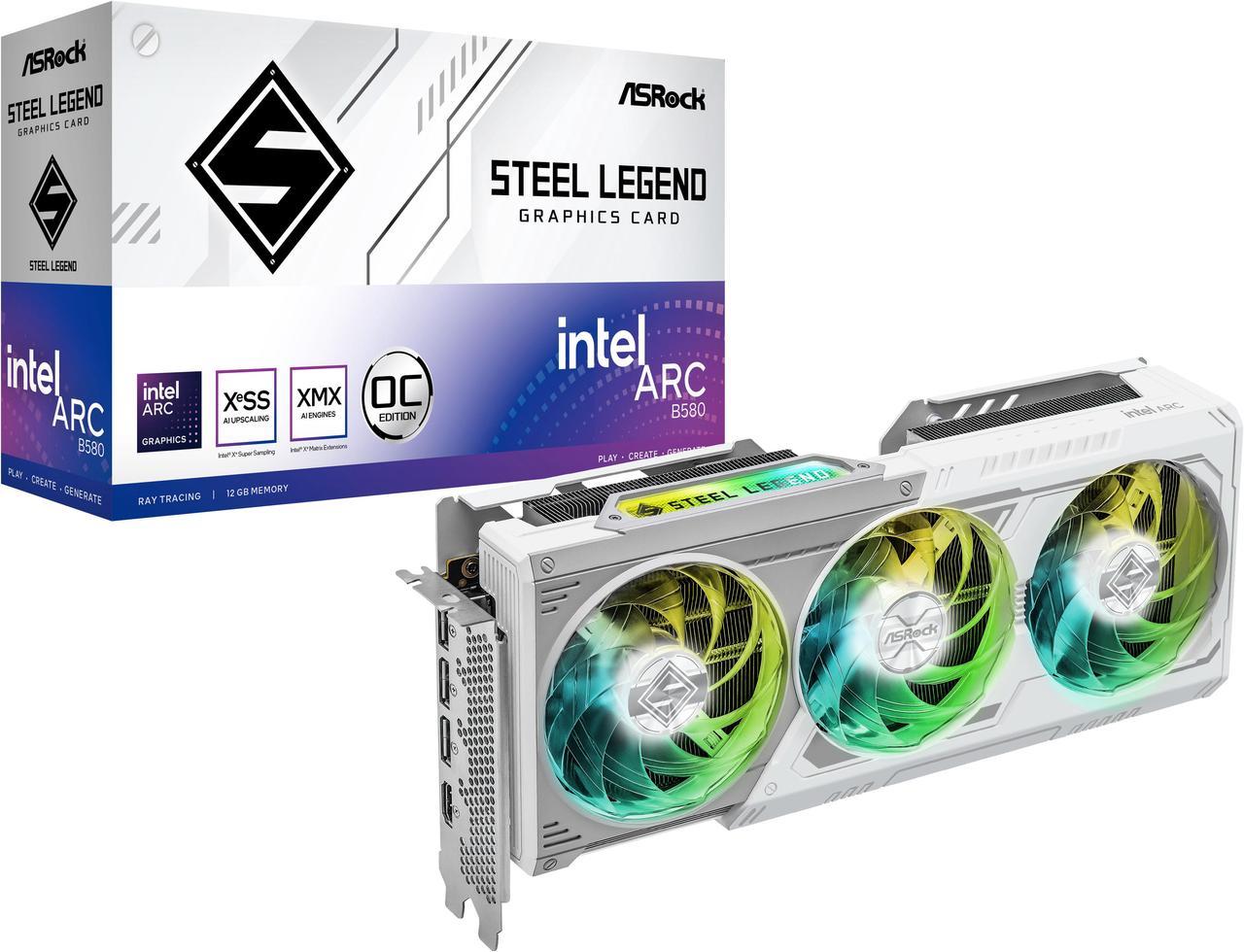 Alt view image 9 of 9 - ASRock STEEL LEGEND Arc B580 12GB GDDR6 PCI Express 4.0 x8 ATX Graphics Card B580 SL 12GO
