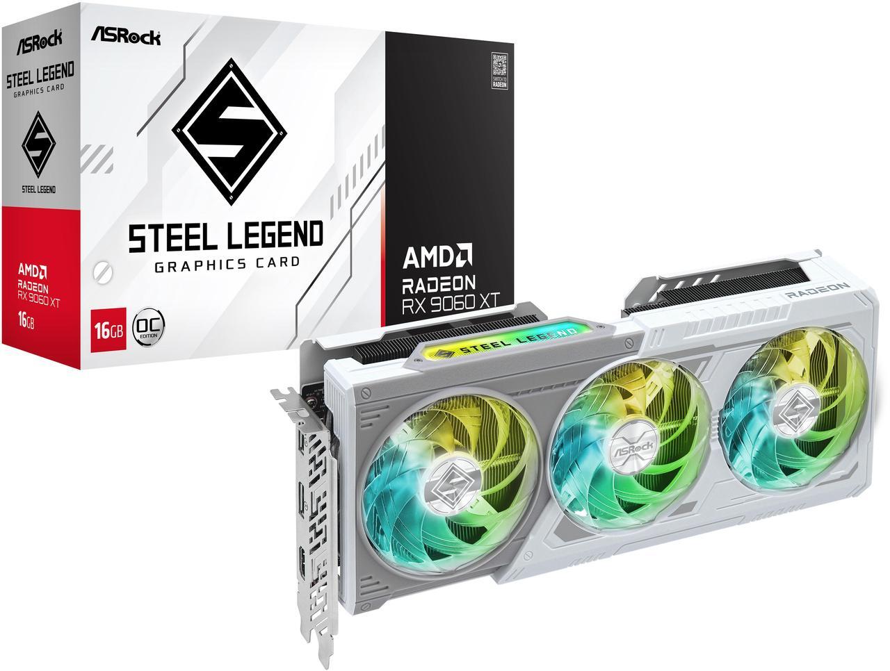 Alt view image 9 of 9 - ASRock Steel Legend Radeon RX 9060 XT 16GB GDDR6 PCI Express 5.0 x16 Graphics Card RX9060XT SL 16GO RX 9060XT
