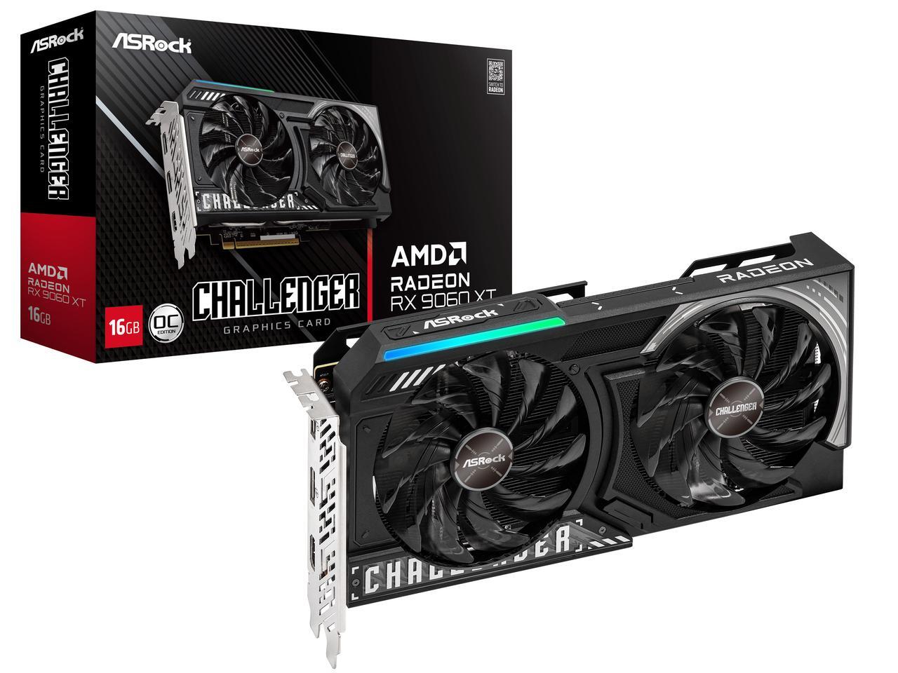 Alt view image 8 of 8 - ASRock Challenger Radeon RX 9060 XT 16GB GDDR6 PCI Express 5.0 x16 Graphics Card RX9060XT CL 16GO RX 9060XT