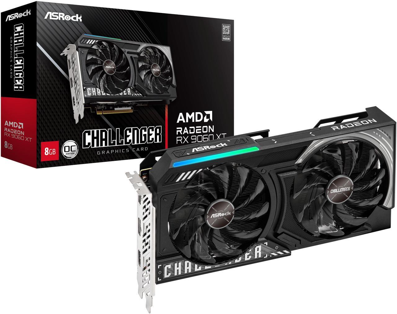 Alt view image 8 of 8 - ASRock Challenger Radeon RX 9060 XT 8GB GDDR6 PCI Express 5.0 x16 Graphics Card RX9060XT CL 8GO RX 9060XT