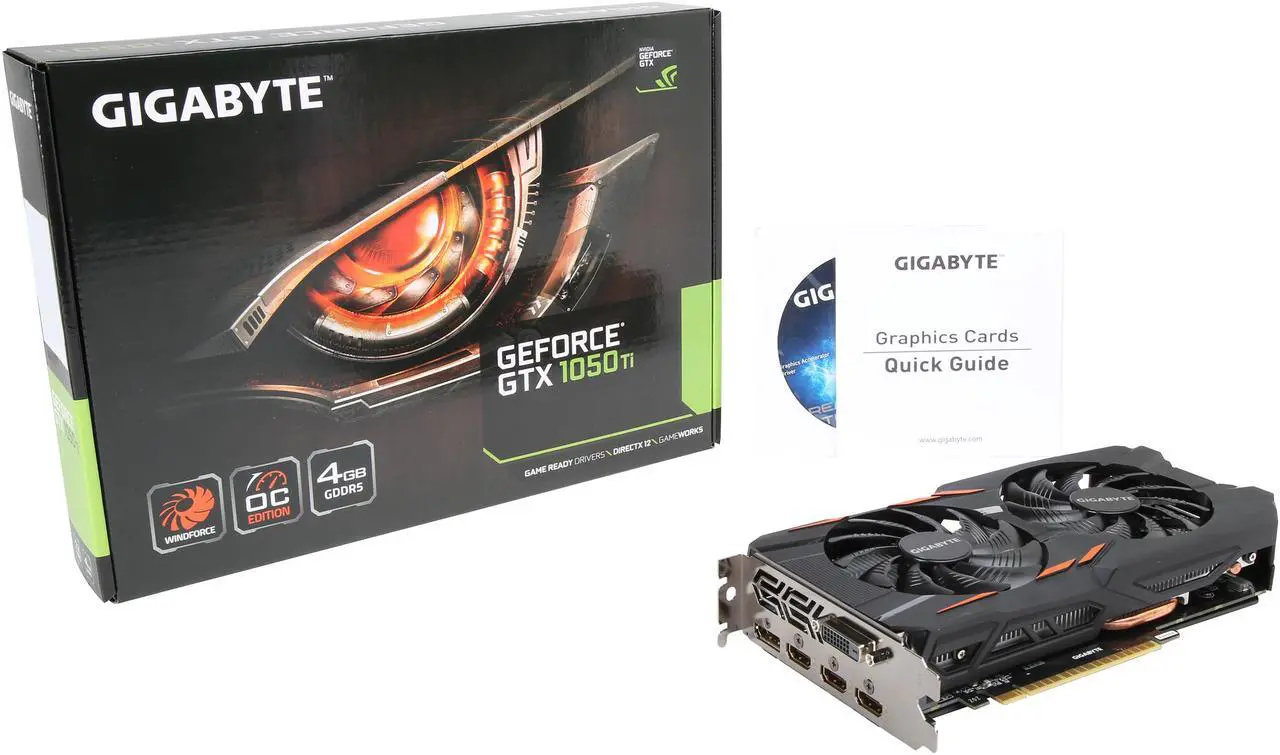 Alt view image 7 of 6 - GIGABYTE GeForce GTX 1050 Ti 4GB GDDR5 PCI Express 3.0 x16 ATX Graphics Card GV-N105TWF2OC-4GD