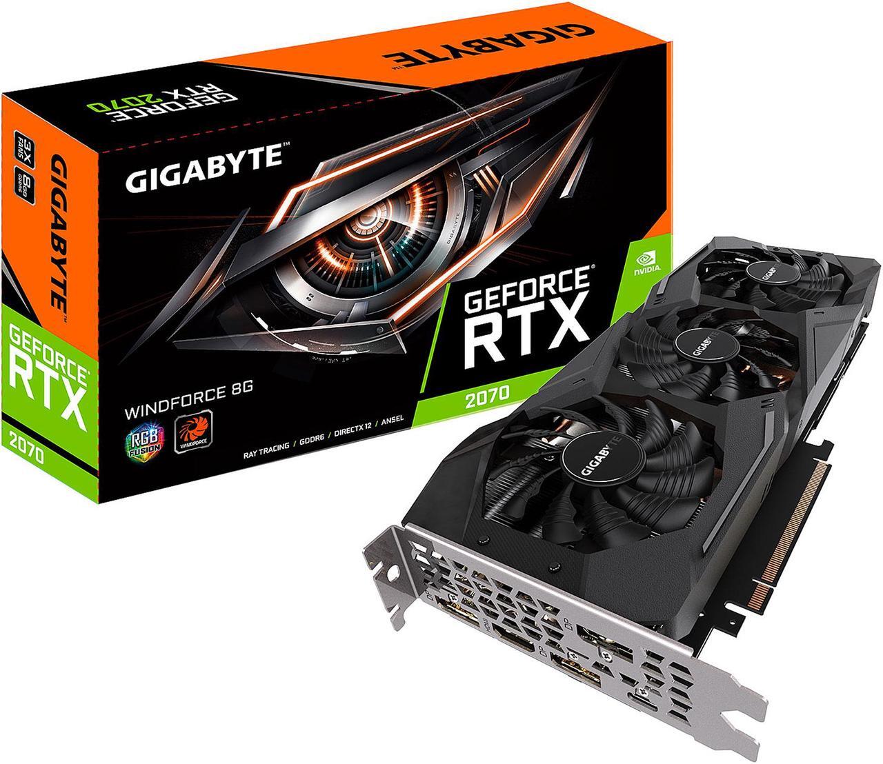 Alt view image 9 of 10 - GIGABYTE GeForce RTX 2070 WINDFORCE 8G Graphics Card, 3 x WINDFORCE Fans, 8GB 256-Bit GDDR6, GV-N2070WF3-8GC Video Card