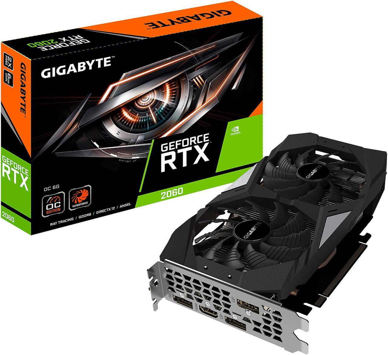 Alt view image 9 of 9 - GIGABYTE Geforce RTX 2060 OC 6G Graphics Card, 2 x WINDFORCE Fans, 6GB 192-Bit GDDR6, GV-N2060OC-6GD Video Card