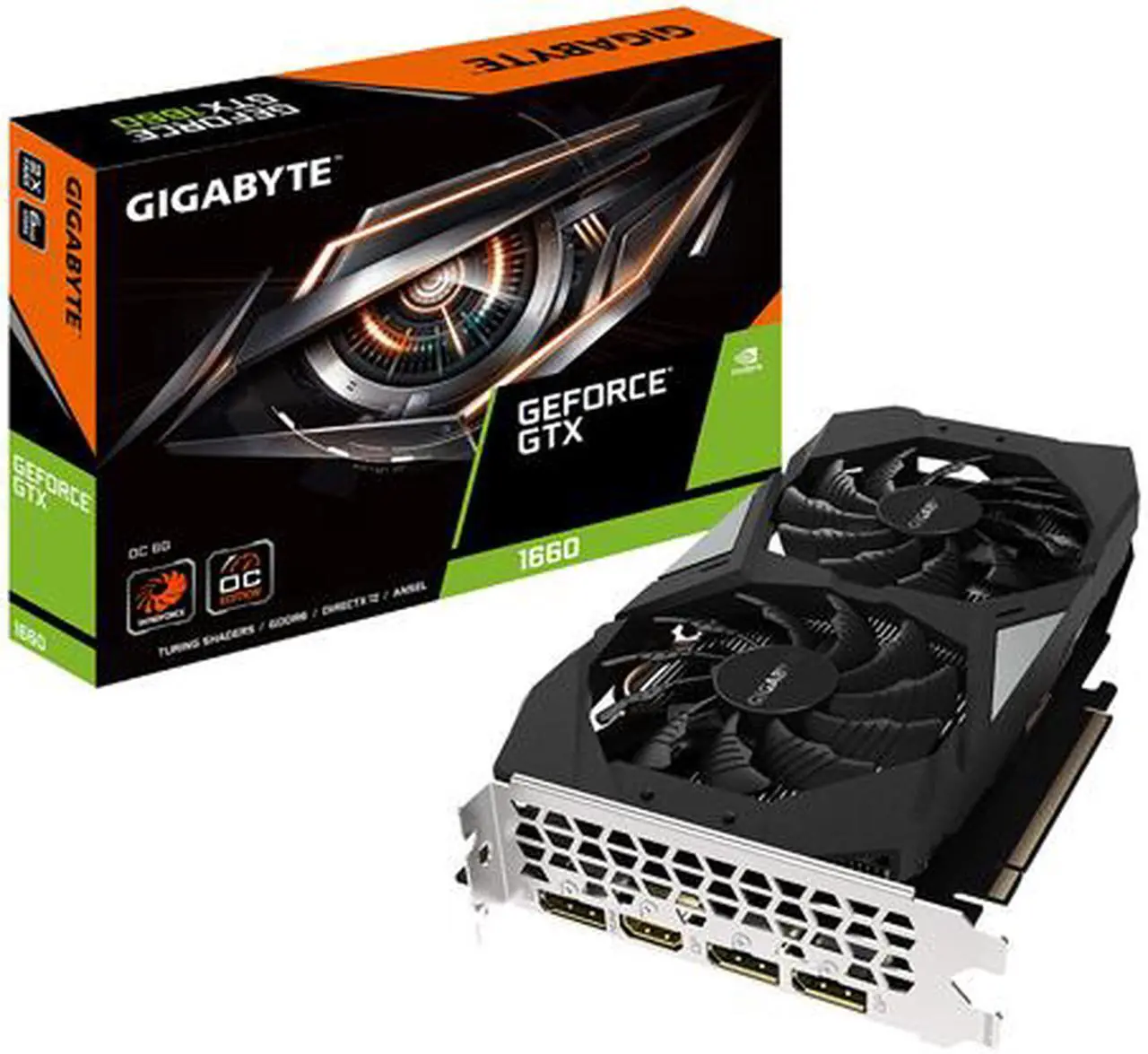 Alt view image 9 of 14 - GIGABYTE GeForce GTX 1660 OC 6G Graphics Card, 2 x WINDFORCE Fans, 6GB 192-Bit GDDR5, GV-N1660OC-6GD Video Card