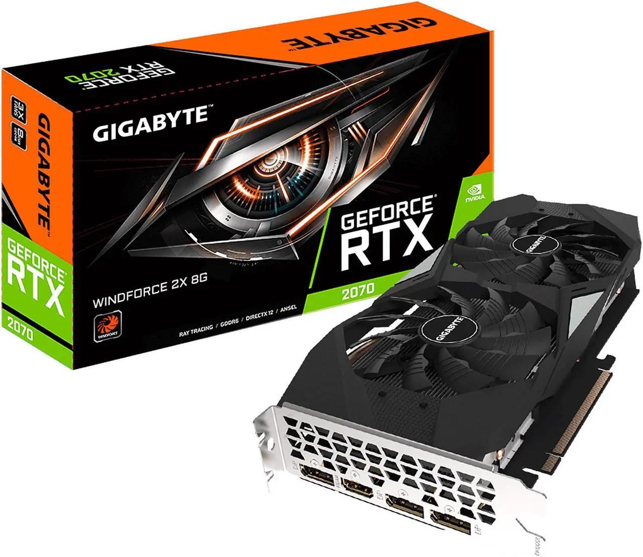 Alt view image 9 of 9 - GIGABYTE GeForce RTX 2070 8GB GDDR6 PCI Express 3.0 x16 ATX Graphics Card GV-N2070WF2-8GD