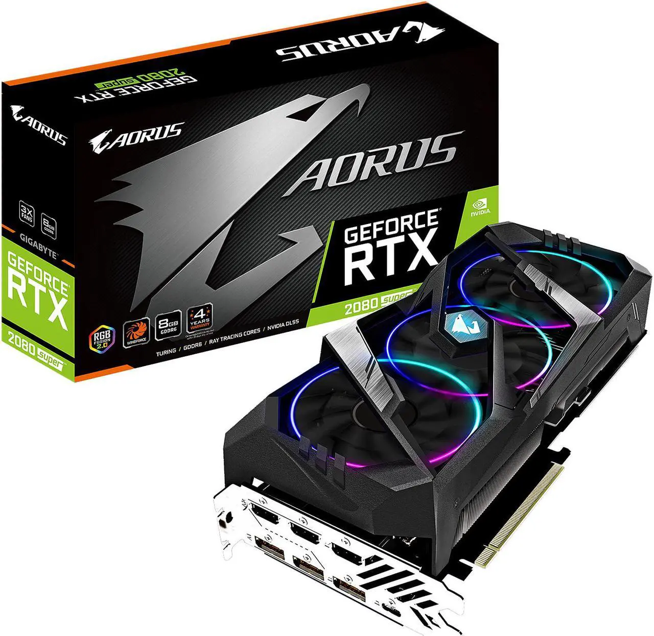 Alt view image 10 of 10 - GIGABYTE AORUS GeForce RTX 2080 Super 8G Graphics Card, WINDFORCE Stack, 8GB 256-Bit GDDR6, GV-N208SAORUS-8GC Video Card