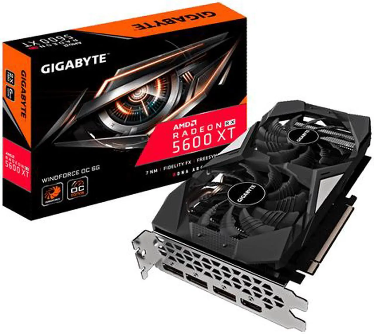 Alt view image 7 of 7 - GIGABYTE Radeon RX 5600 XT WINDFORCE OC 6G Graphics Card, 2 x WINDFORCE Fans, 6GB 192-Bit GDDR6, GV-R56XTWF2OC-6GD Video Card
