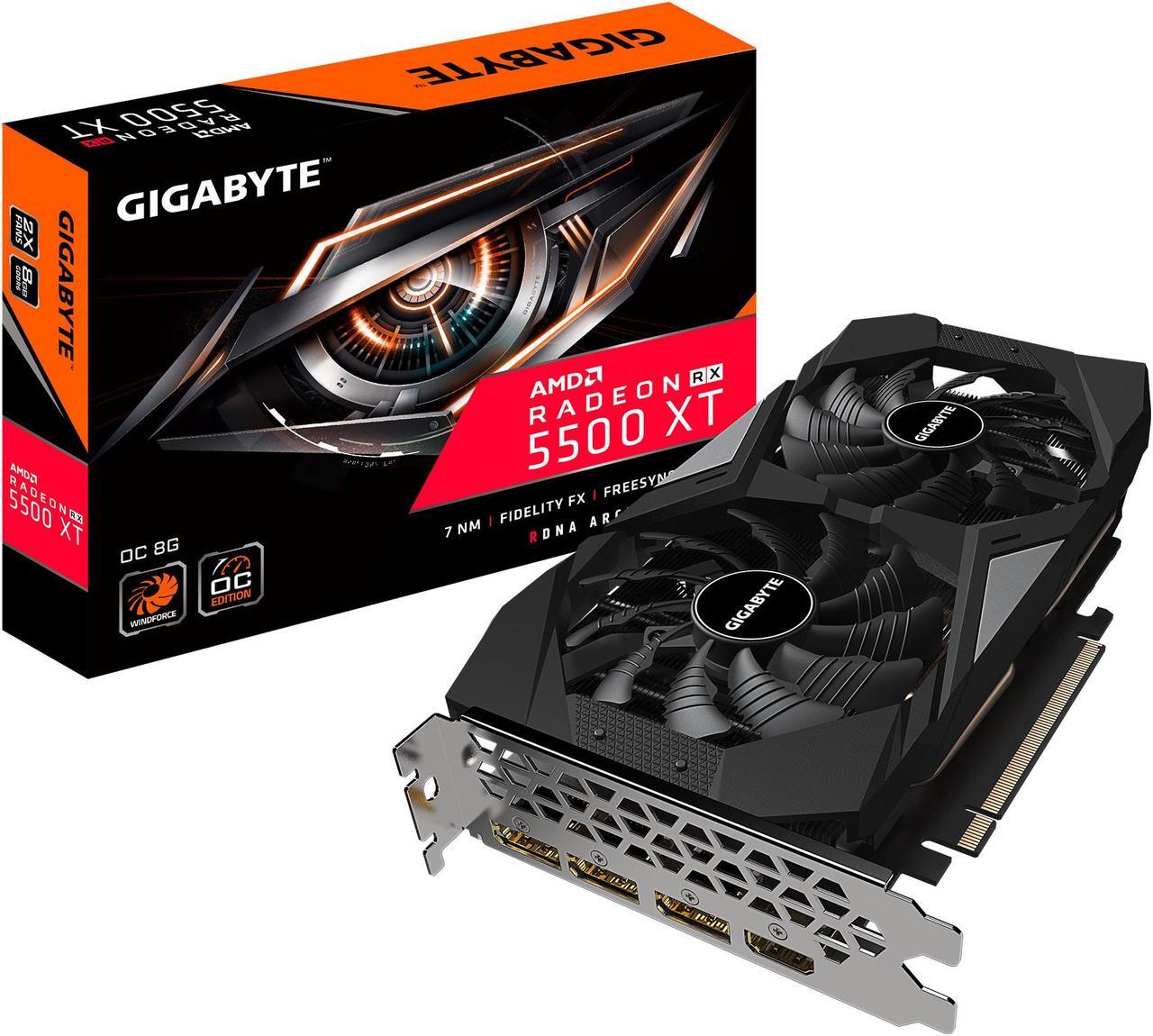 Alt view image 8 of 8 - GIGABYTE Radeon RX 5500 XT OC 4G (rev. 2.0) Graphics Card, PCIe 4.0, 4GB 128-Bit GDDR6, GV-R55XTOC-4GD Video Card