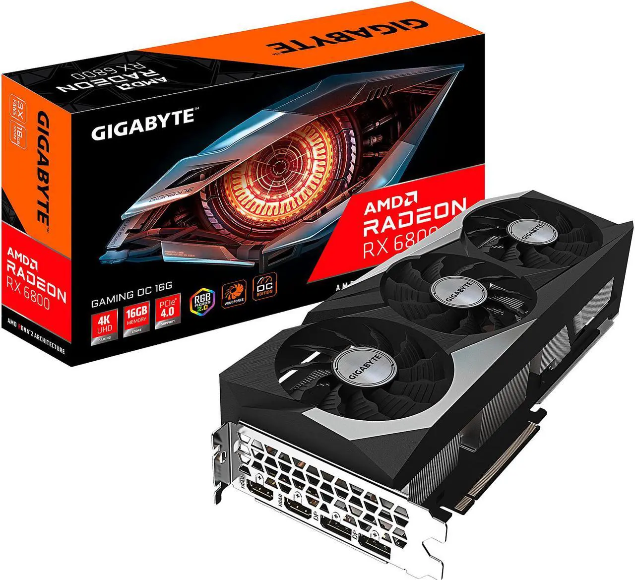 Alt view image 11 of 11 - GIGABYTE Radeon RX 6800 GAMING OC 16G Graphics Card, WINDFORCE 3X Cooling System, 16GB 256-bit GDDR6, GV-R68GAMING OC-16GD Video Card, Powered by AMD RDNA 2, HDMI 2.1