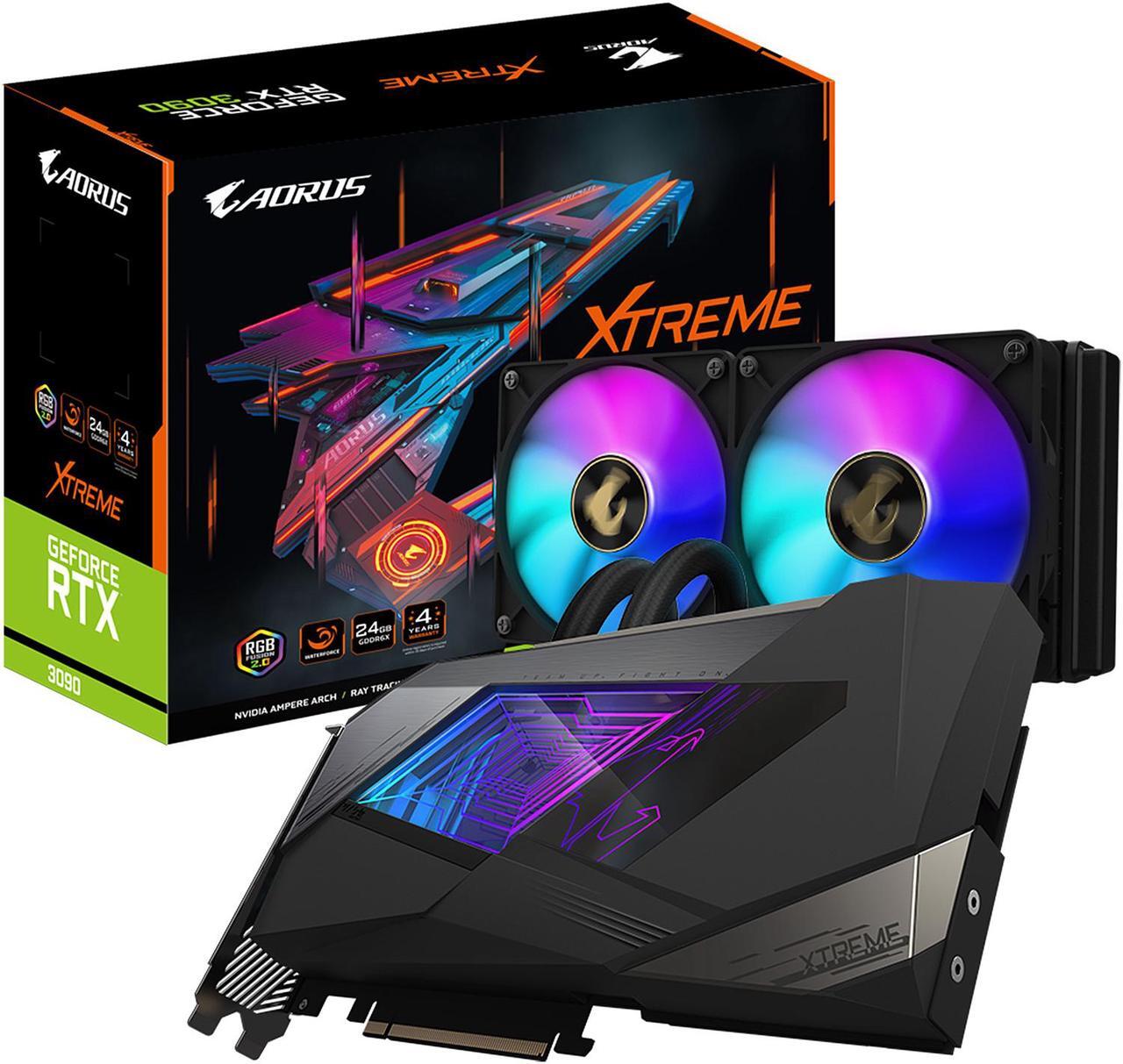 Alt view image 12 of 12 - GIGABYTE AORUS GeForce RTX 3090 XTREME WATERFORCE 24G Graphics Card, WATERFORCE All-in-One Cooling System, 24GB 384-bit GDDR6X, GV-N3090AORUSX W-24GD Video Card