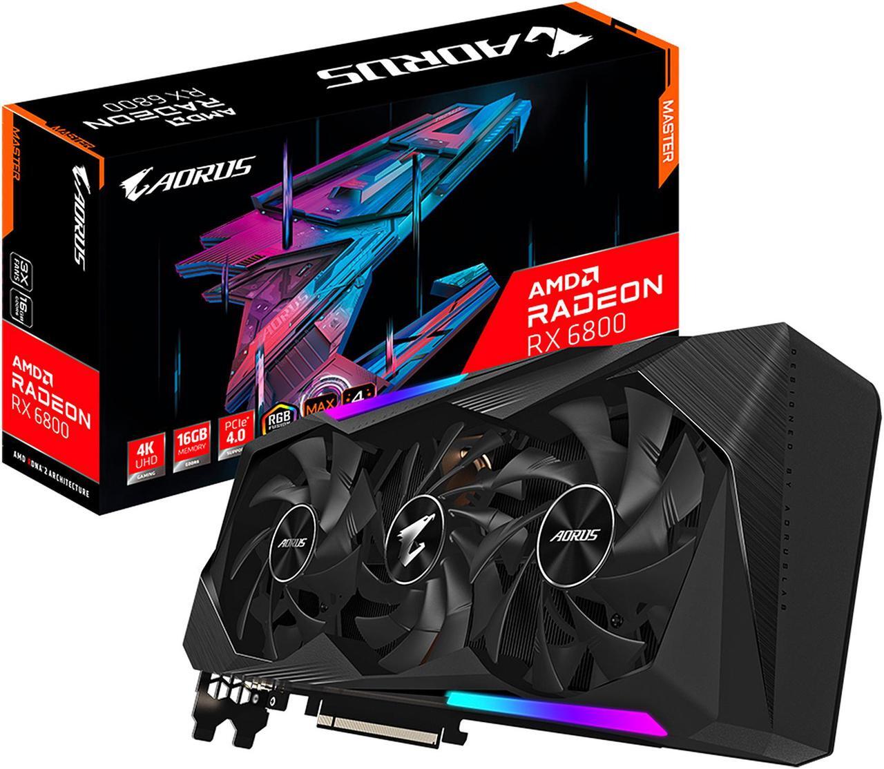 Alt view image 11 of 11 - GIGABYTE AORUS Radeon RX 6800 MASTER 16G Graphics Card, MAX-COVERED Cooling, 16GB 256-bit GDDR6, GV-R68AORUS M-16GD Video Card