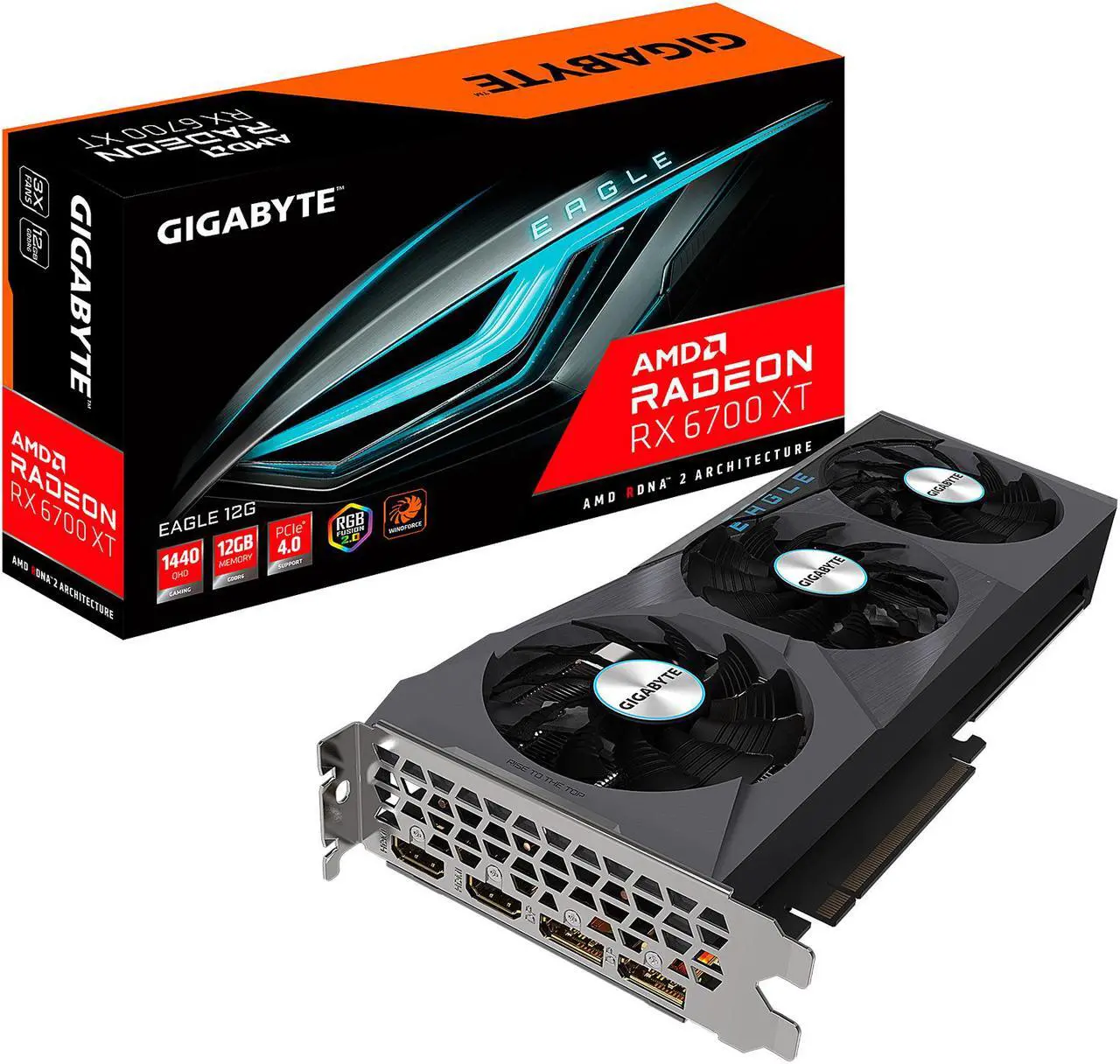 Alt view image 12 of 12 - GIGABYTE Radeon RX 6700 XT EAGLE 12G Graphics Card, WINDFORCE 3X Cooling System, 12GB 192-bit GDDR6, GV-R67XTEAGLE-12GD Video Card