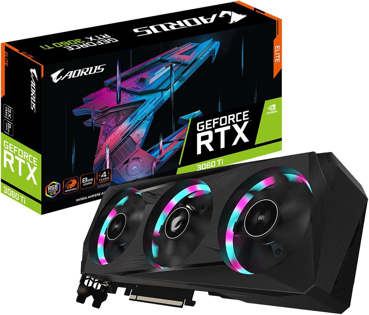 Alt view image 11 of 11 - GIGABYTE AORUS GeForce RTX 3060 Ti ELITE 8GB GDDR6 PCI Express 4.0 ATX Video Card GV-N306TAORUS E-8GD (rev. 2.0) (LHR)