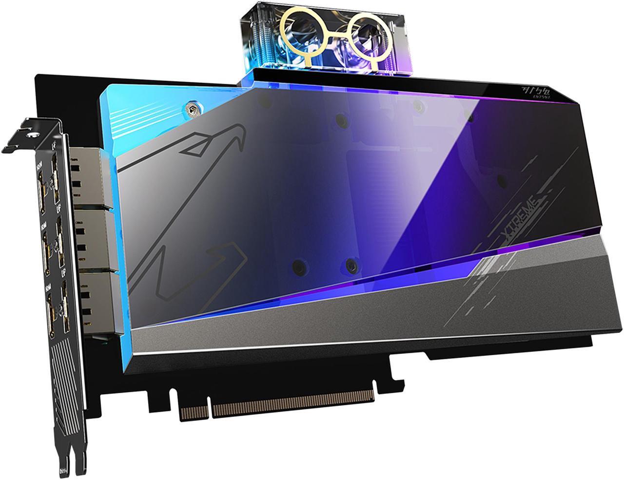 Alt view image 3 of 11 - GIGABYTE AORUS GeForce RTX 3080 XTREME WATERFORCE WB 10G (rev. 2.0) Graphics Card, WATERFORCE Water Block Cooling System, 10GB 320-bit GDDR6X, GV-N3080AORUSX WB-10GD Rev2.0 Video Card (LHR)