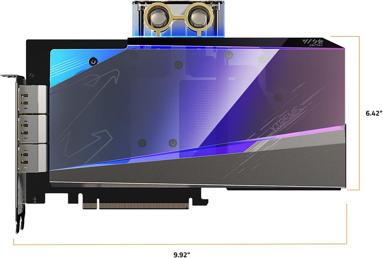 Alt view image 2 of 11 - GIGABYTE AORUS GeForce RTX 3080 XTREME WATERFORCE WB 10G (rev. 2.0) Graphics Card, WATERFORCE Water Block Cooling System, 10GB 320-bit GDDR6X, GV-N3080AORUSX WB-10GD Rev2.0 Video Card (LHR)