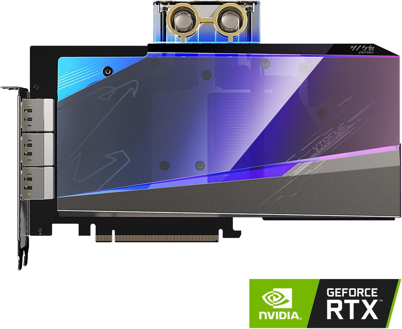 Main image of GIGABYTE AORUS GeForce RTX 3080 XTREME WATERFORCE WB 10G (rev. 2.0) Graphics Card, WATERFORCE Water Block Cooling System, 10GB 320-bit GDDR6X, GV-N3080AORUSX WB-10GD Rev2.0 Video Card (LHR)